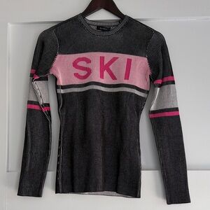Alp N Rock Black & Pink 'SKI' Ribbed Long-Sleeve Sweater